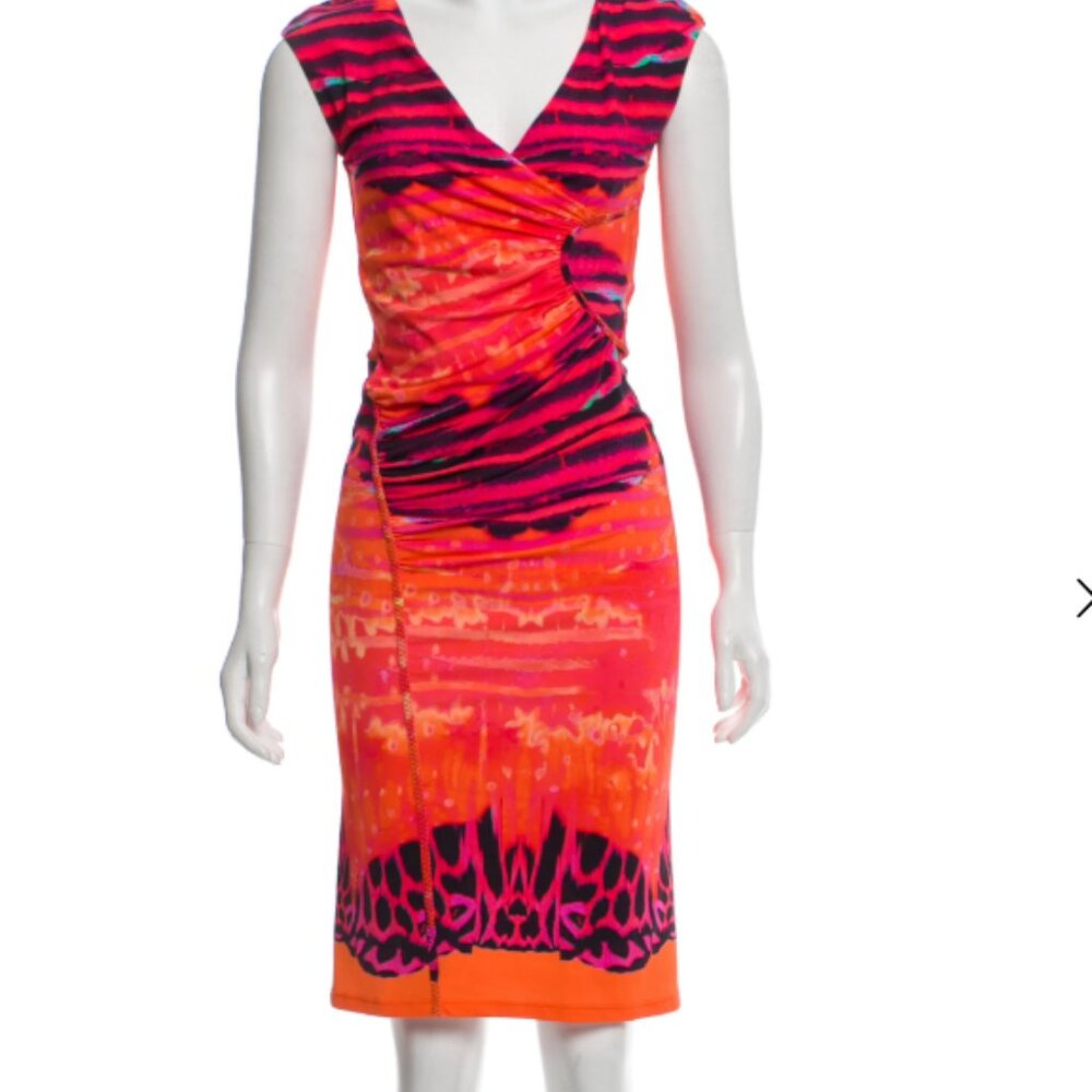 Roberto Cavalli - Printed Sleeveless Dress , Small, IT 40